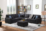 Jocelyn Dark Gray Woven 7Pc Modular L-Shape Sectional Sofa with Ottoman