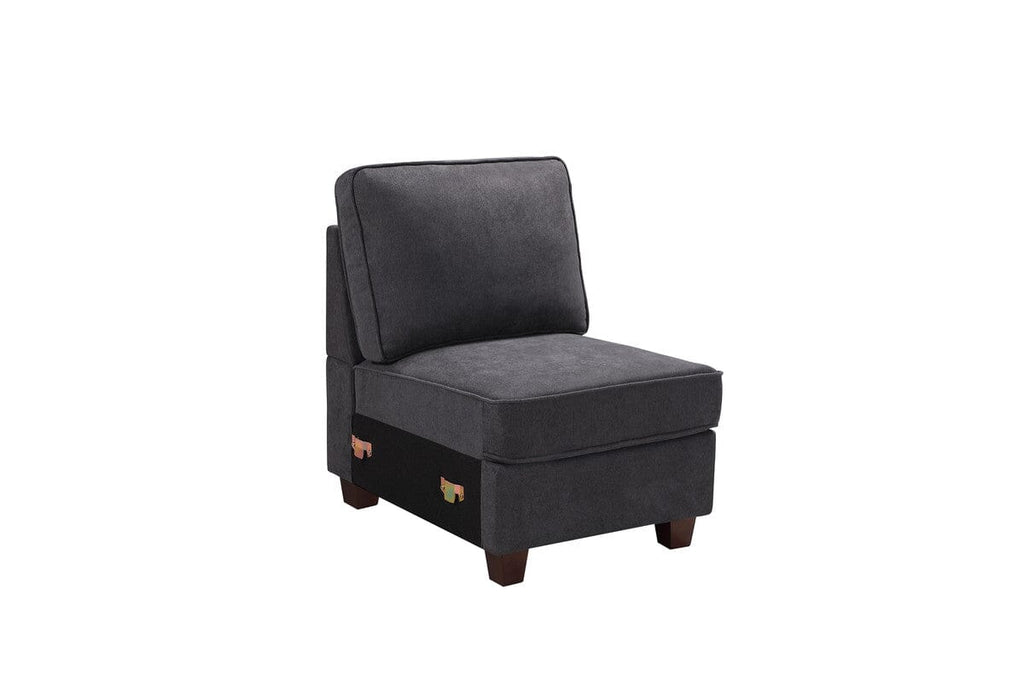 Jocelyn Dark Gray Woven 7Pc Modular L-Shape Sectional Sofa with Ottoman