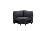 Jocelyn Dark Gray Woven 7Pc Modular L-Shape Sectional Sofa Chaise and Ottoman