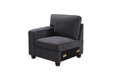 Jocelyn Dark Gray Woven 7Pc Modular L-Shape Sectional Sofa with Ottoman