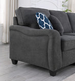 Leo Dark Gray Woven 5 Seater Sofa and Ottoman