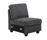 Leo Dark Gray Woven 8Pc Modular L-Shape Sectional Sofa Chaise and Ottoman