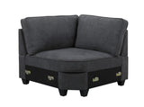 Leo Dark Gray Woven 7Pc Modular L-Shape Sectional Sofa Chaise and Ottoman