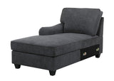 Leo Dark Gray Woven 7Pc Modular L-Shape Sectional Sofa Chaise and Ottoman