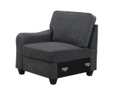 Leo Dark Gray Woven 7Pc Modular L-Shape Sectional Sofa Chaise and Ottoman