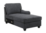 Leo Dark Gray Woven 7Pc Modular L-Shape Sectional Sofa Chaise and Ottoman