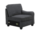 Leo Dark Gray Woven 5 Seater Sofa and Ottoman