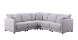 Penelope Light Gray Linen Fabric Reversible L-Shape Sectional Sofa with Pillows