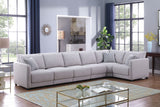Penelope Light Gray Linen Fabric Reversible 6PC Modular Sectional Sofa with Pillows