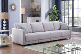 Penelope Light Gray Linen Fabric 4-Seater Sofa with Pillows