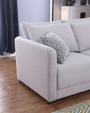 Penelope Light Gray Linen Fabric Sofa with Pillows