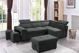 Henrik Dark Gray Sleeper Sectional Sofa with Storage Ottoman and 2 Stools