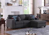 Cooper Dark Gray Linen Sectional Sofa Chaise with Cupholder