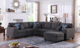 Cooper Dark Gray Linen 7Pc Reversible L-Shape Sectional Sofa with Ottoman and Cupholder