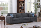 Cooper Stone Gray Woven Fabric 4-Seater Sofa with Cupholder