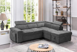 Henrik Light Gray Sleeper Sectional Sofa with Storage Ottoman and 2 Stools