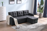 Connor Dark Gray Fabric Reversible Sectional Sleeper Sofa Chaise with Storage