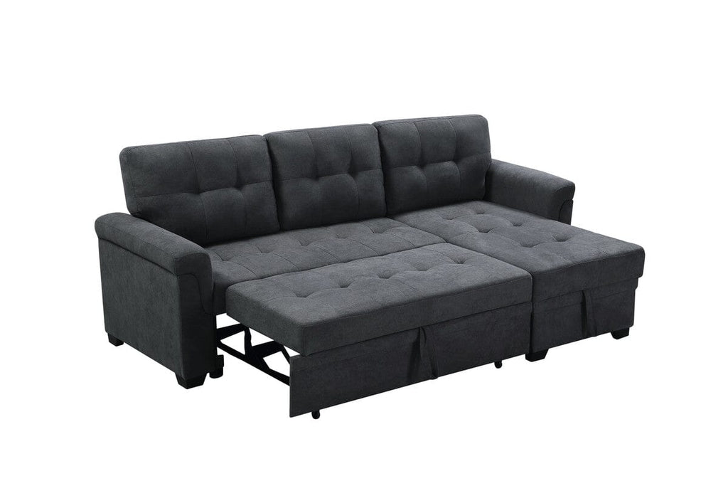 Connor Dark Gray Fabric Reversible Sectional Sleeper Sofa Chaise with Storage
