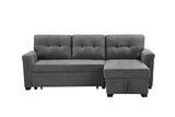 Lucca Gray Fabric Reversible Sectional Sleeper Sofa Chaise with Storage