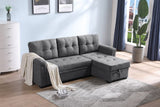 Lucca Gray Fabric Reversible Sectional Sleeper Sofa Chaise with Storage