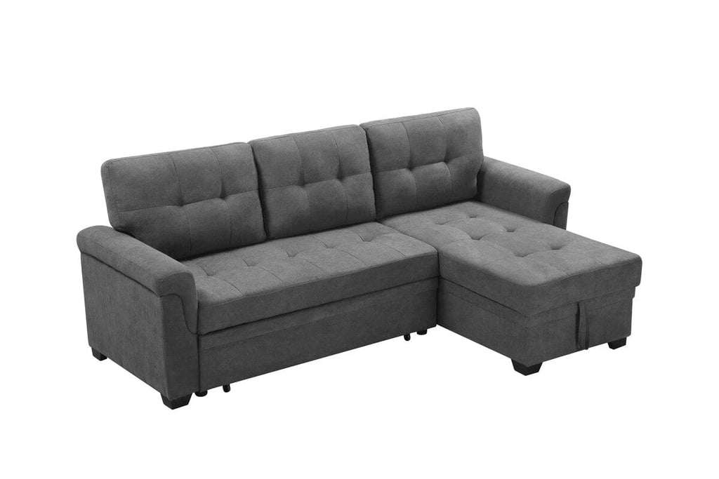 Connor Gray Fabric Reversible Sectional Sleeper Sofa Chaise with Storage