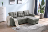 Connor Light Gray Fabric Reversible Sectional Sleeper Sofa Chaise with Storage