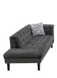 Mary Dark Gray Velvet Tufted Sofa Chaise Chair Ottoman Living Room Set With 6 Accent Pillows