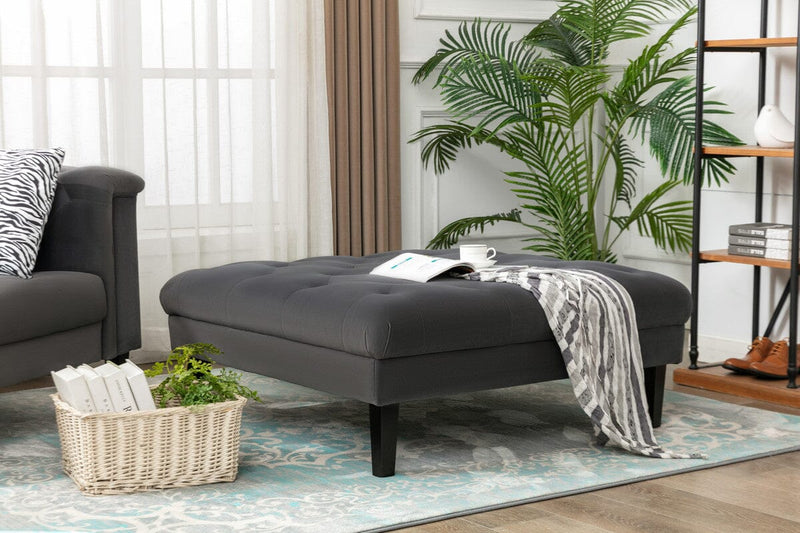 Mary Dark Gray Velvet Tufted Ottoman