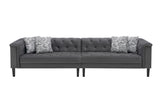 Mary Dark Gray Velvet Tufted Sofa Chaise Chair Ottoman Living Room Set With 6 Accent Pillows