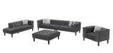 Mary Dark Gray Velvet Tufted Sofa Chaise Chair Ottoman Living Room Set With 6 Accent Pillows