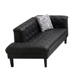 Sarah Black Vegan Leather Tufted Chaise With 1 Accent Pillow