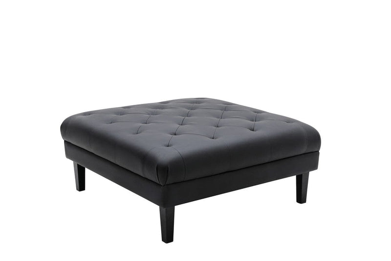 Sarah Black Vegan Leather Tufted Ottoman