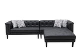 Sarah Black Vegan Leather Tufted Sofa Ottoman Living Room Set With 4 Accent Pillows