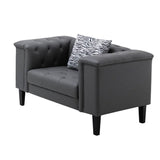 Sarah Gray Vegan Leather Tufted Sofa Chaise Chair Ottoman Living Room Set With 6 Accent Pillows