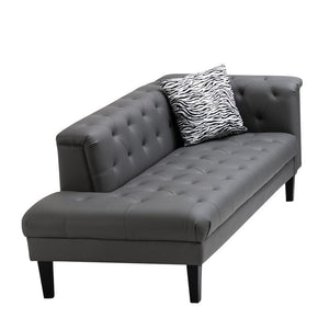 Sarah Gray Vegan Leather Tufted Chaise With 1 Accent Pillow