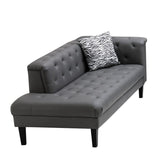 Sarah Gray Vegan Leather Tufted Sofa Chaise Chair Ottoman Living Room Set With 6 Accent Pillows