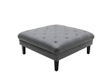 Sarah Gray Vegan Leather Tufted Sofa Chaise Chair Ottoman Living Room Set With 6 Accent Pillows
