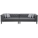 Sarah Gray Vegan Leather Tufted Sofa Chaise Chair Ottoman Living Room Set With 6 Accent Pillows