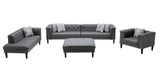 Sarah Gray Vegan Leather Tufted Sofa Chaise Chair Ottoman Living Room Set With 6 Accent Pillows