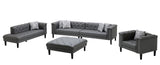 Sarah Gray Vegan Leather Tufted Sofa Chaise Chair Ottoman Living Room Set With 6 Accent Pillows