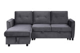 Hudson Dark Gray Velvet Reversible Sleeper Sectional Sofa with Storage Chaise