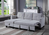 Nova Light Gray Velvet Reversible Sleeper Sectional Sofa with Storage Chaise