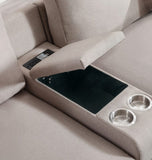 Nolan Beige Linen Fabric 6Pc Reversible Sectional Sofa with a USB, Charging Ports, Cupholders, Storage Console Table and Pillows and Interchangeable Legs