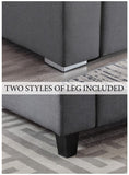 Nolan Gray Linen Fabric 6Pc Double Chaise Sectional Sofa with Interchangeable Legs, Storage Ottoman, and Pillows