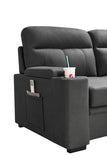 Kaden Gray Fabric Sleeper Sectional Sofa Chaise with Storage Arms and Cupholder