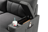Kaden Gray Fabric Sleeper Sectional Sofa Chaise with Storage Arms and Cupholder
