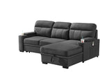 Kaden Gray Fabric Sleeper Sectional Sofa Chaise with Storage Arms and Cupholder