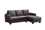 Caleb Gray Fabric Sectional Sofa Chaise with USB Charger and Tablet Pocket