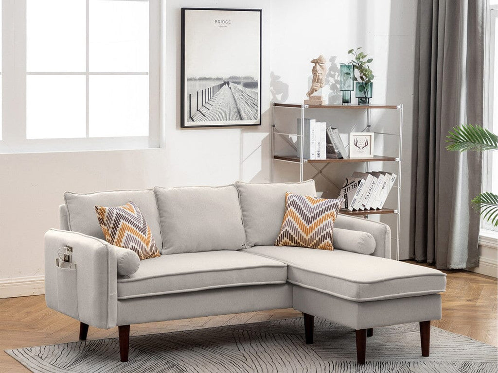 Mia sectional sofa chaise with usb charger on sale & pillows