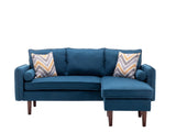 Mia Blue Sectional Sofa Chaise with USB Charger & Pillows